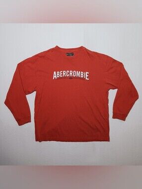 Vintage Abercrombie Fitch Mens Long Sleeve Tee Shirt XL Orange Crew Neck